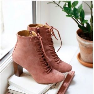 Sézane Alicia Lace-Up Boots in Blush